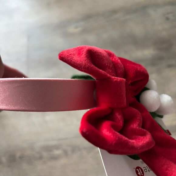 Celebrate It Christmas Noel Mistletoe Red Bow Headband Holiday Hair Accessory - Picture 4 of 4